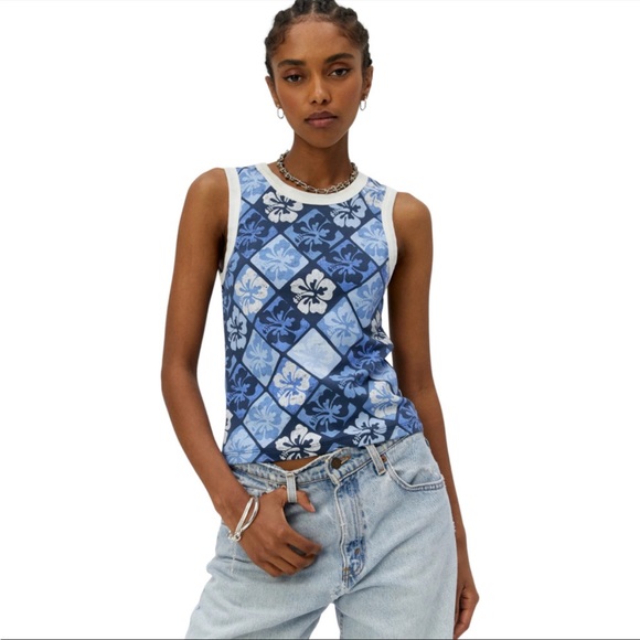 Daydreamer Tops - Daydreamer X Free People Hibiscus Shrunken Tank